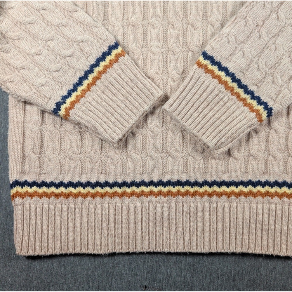 Vtg Fair Isle Knit LORD JEFF Sweater Mens M Beige Blue Wintuk Orlon USA Stripes - Picture 6 of 7